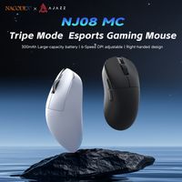 raton inalambrico para juegos ajazz nj08 mc sensor paw3311 tono claro raton de oficina trimodal frecuencia de respuesta de 1 khz dpi24000 rgb