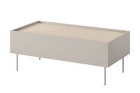 mesa de centro 2 cajones con pie de metal 120x45 cm