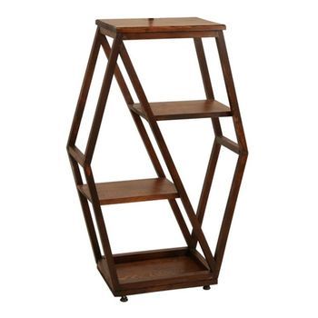 Mesa Auxiliar 100% Madera De Haya  Wellhome 64x30x98 Cm Nogal