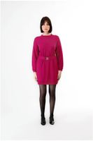 vestido de punto con cuello redondo y cinturon red