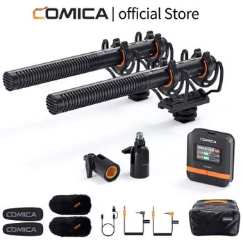 COMICA VM40, micrófono inalámbrico de doble canal con patrón supercardioide y frecuencia de 2,4 GHz, con modos de conexión tanto por cable como inalámbrica, para cámaras, teléfonos inteligentes y