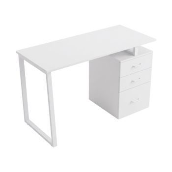 Escritorio De Oficina Con Cajones 120x75x50 Mesa De Estudio De Hierro Blanco
