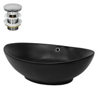 lavabo incl desague 59x38x19 cm ceramica negra ml-design