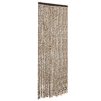 Cortina Antimoscas Chenilla Beige Y Marrón 90x200 Cm