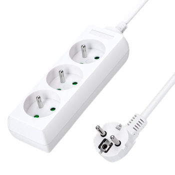 Aigostar Regleta alargador de 3 enchufes 16A 2P + E con cable de 5 metros e. Color Blanco