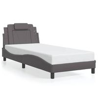 estructura de cama viana sin colchon cuero sintetico gris 90x190 cm vidaxl