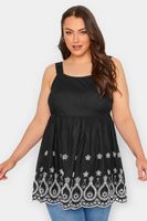 yours bluson algodon negro de tirantes con bordados blancos mujer curvy y tallas grandes yours