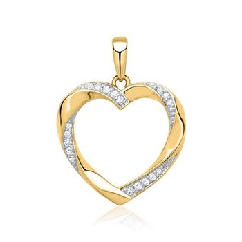 14 quilates colgante oro amarillo corazón 19 diamantes
