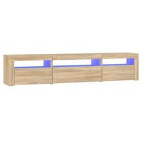 mueble de tv con luces led roble sonoma 195x35x40 cm vidaxl