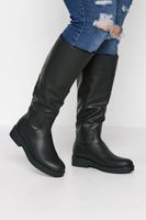 limited collection botas anchas altas negras forro de pelo sintetico