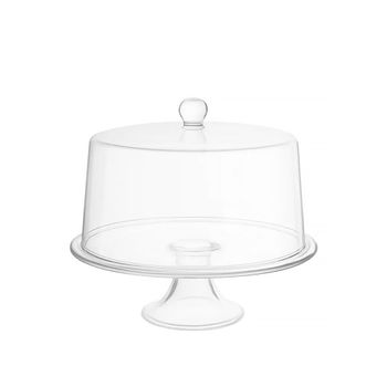 Plato para pasteles con pie y campana recta 33.5x33.5x27cm