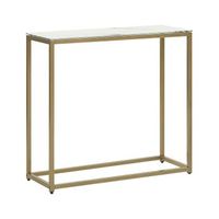 consola de vidrio templado blanco dorado 80 x 30 cm base de metal dorris