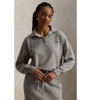 Polo Ralph Lauren para mujer. 211B18686004 Jersey de felpa ligera con cremallera gris (M), Casual, Algodón