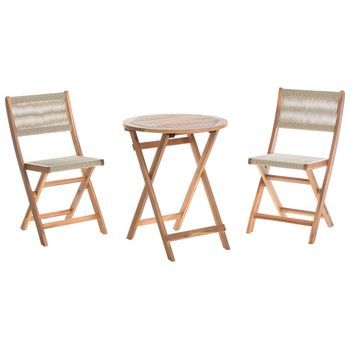 Conjunto De Balcón Bistró Muebles De Jardín Plegable De Madera De Acacia Beige Prossedi