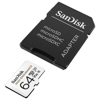 SanDisk High Endurance MicroSDHC 64GB Clase 10 U3 V30 UHS-I + Adaptador SD