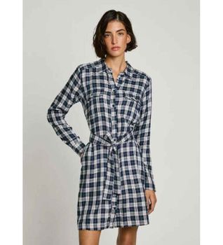 Pepe Jeans para mujer. PL953606 Vestido Polys marino (M), Casual, Viscosa, Manga larga
