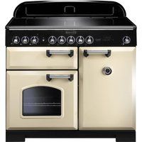 rangemaster classic deluxe 100 electric induction range cooker - cream  chrome cream