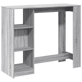 Mesa Alta Con Estante Gris Sonoma 124x46x103,5 Cm