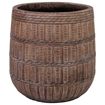 Macetero De Fibra De Vidrio Marrón Rojizo 36x36x36cm
