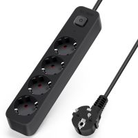 aigostar regleta enchufes de 4 enchufes alargador enchufe 3 metros con interruptor negro