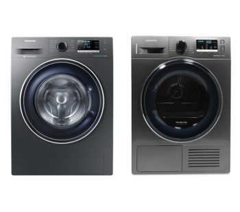 SAMSUNG DV90M50003X/EU 9 kg Heat Pump Tumble Dryer & ecobubble WW90J5456FX 9 kg 1400 Spin Washing Machine Bundle