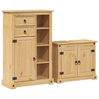 juego de muebles de bano corona 2 uds  armario de bano madera maciza pino