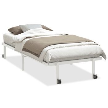 Cama Individual | Cama Para Adultos | Estructura De Cama Sin Colchón Plegable Blanco Acero 90x190 Cm