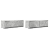 muebles de tv 2uds madera ingenieria gris hormigon 80x31x255cm
