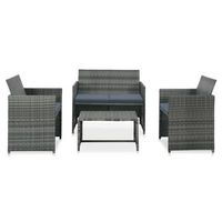 set muebles de jardin 4 piezas y cojines ratan sintetico gris vidaxl