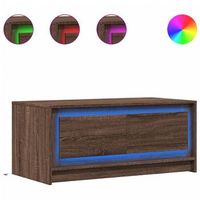 mesa de centro con luces led madera de ingenieria marron roble vidaxl