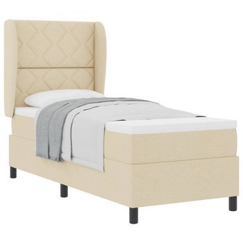 Cama Tipo Box Spring Con Cojín Crema 80 X 200 Cm Tela Vidaxl