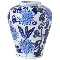 jarron para flores florero accesorio decorativo de porcelana blanco y azul girona