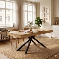 mesa de comedor extensible efecto roble 6-8 personas 140-180x80 cm