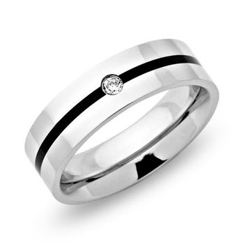 Anillo de acero inoxidable de alta calidad lacado circonio 6mm