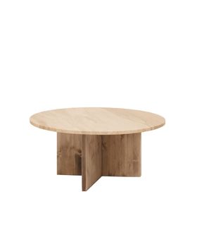 Mesa de centro redonda de mármol daino reale y madera maciza de ø60cm