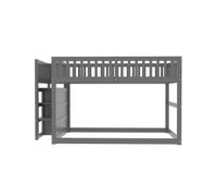 cama litera baja 140x200 cm - cama de seguridad con espacio de almacenamiento diseno de barandilla alta - gris