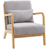 homcom butaca nordica con reposabrazos cojin carga 120 kg 61x78x76 cm gris