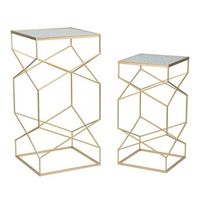 mesas de centro de metal dorado y cristal 50x50x100-40x40x80 cm