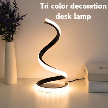 Lámpara de Escritorio LED en Espiral Moderna con Tres Colores y Atenuación, Interruptor de Encendido USB, para Dormitorio, Mesita de Noche, Estudio, Decoración del Hogar