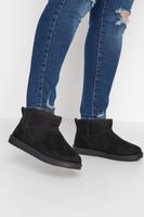 botin plano de antelina negra en diferentes anchos