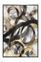 cuadro de poliester lineas negro gris y dorado 92x62x4 cm