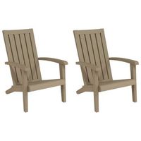 pack 2 uds sillas de jardin  silla de exterior  sillon adirondack polipropileno marron claro