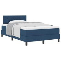 cama tipo box spring con cabecera manual azul 120 x 190 cm tela vidaxl