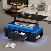 mesa de centro elevable negra 96  45  40 cm con almacenamiento oculto y cajon