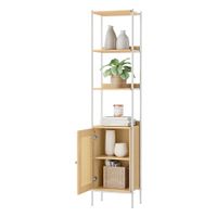libreria de 6 niveles beige roble  blanco perla  40b cm  ratan pe