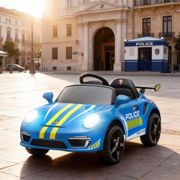 Coche Eléctrico Para Niños Con Licencia Ruf Ctr Sirena Azul Aiyaplay