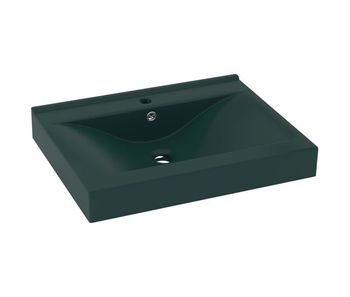 Vidaxl lavabo de lujo con grifo cerámica verde oscuro 60x46 cm