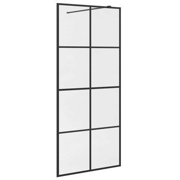 Mampara Ducha Accesible Vidrio Esg Transparente Negro 90x195 Cm Vidaxl