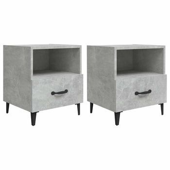 Mesitas De Noche 2 Unidades Madera Contrachapada Gris Hormigón Vidaxl