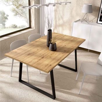 Mesa De Comedor Aran Extensible Nordic/negro 75x120-160x90 Cm